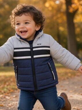 LONDON FOG Gray and Blue Puffer Winter Jacket Parka Boys size 2T